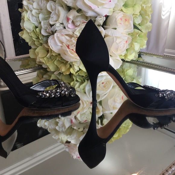 Giuseppe Zanotti Black Satin Crystal D'orsay Heels - Picture 5 of 8